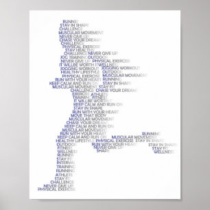 Beweging van hardlopende man met snelheid in wordc poster