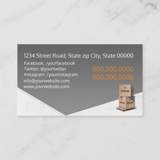 Bewegings- en opslagservices visitekaartje (Achterkant)
