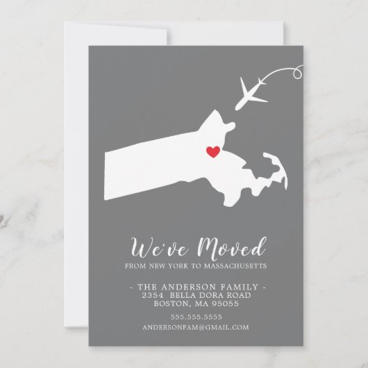 Bewegingsaankondiging | Staat MASSACHUSETTS Aankondiging (Voorkant)