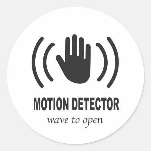 Bewegingsdetector met handpictogram ronde sticker (Voorkant)