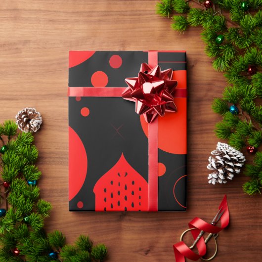 Bewegingsgrafiek cirkel Rood Geometrisch Patroon Cadeaupapier (Feestdagen Geschenken)
