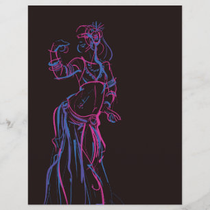 Bewegingsschets tekening tribale fusie buikdansere flyer