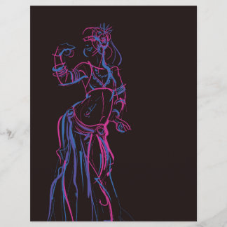 Bewegingsschets tekening tribale fusie buikdansere flyer
