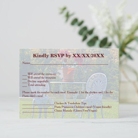 Beweide van liefde - herfst Boom Wedding RSVP Kaart (Staand voorkant)