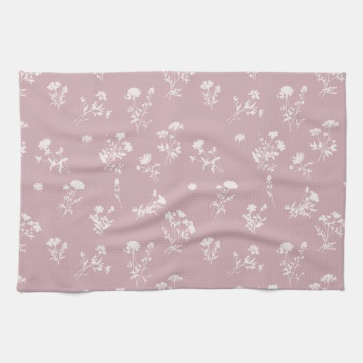 Beweide wilde bloem verfijnd patroon zwart theedoek (Horizontaal)