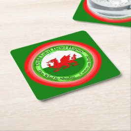 Bewerk bijpassende Welshe Draak St David's Day Kartonnen Onderzetters
