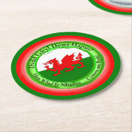Bewerk bijpassende Welshe Draak St David's Day Ronde Kartonnen Onderzetter