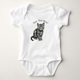 Bewerk Foto, Naam & Tekst Schattige Kitten Baby Gi Romper