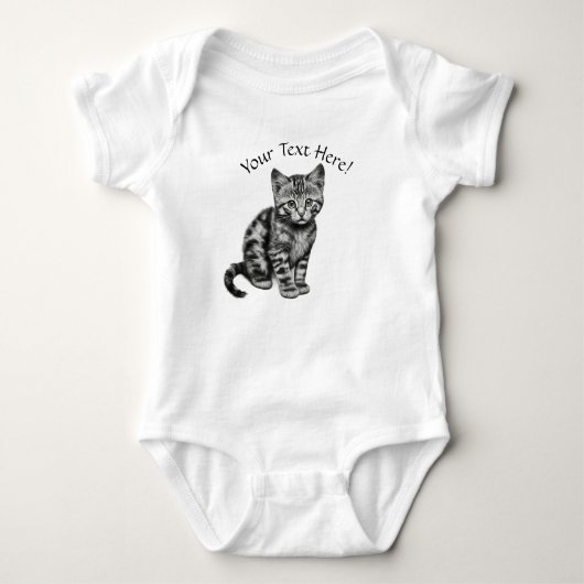 Bewerk Foto, Naam & Tekst Schattige Kitten Baby Gi Romper (Voorkant)
