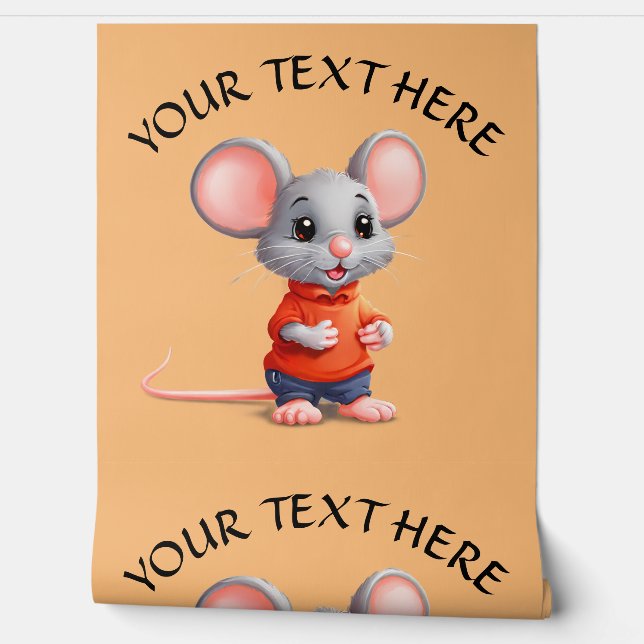 Bewerk Funny Mouse Cartoon Wanddecoratie Achtergro Behang (Afrollen)