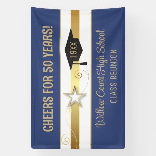 Bewerk het Jaar! Klassieke klasse reübanner Spandoek (Verticaal)