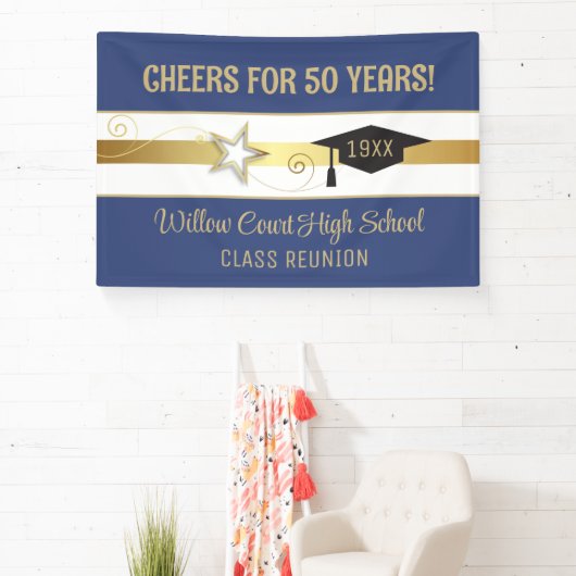 Bewerk het Jaar! Klassieke klasse reübanner Spandoek (Insitu)