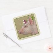 Bewerk het varken met radijzen vierkante sticker (Envelop)