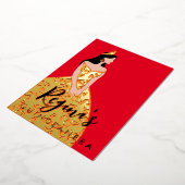 Bewerk huid- en haarkleur Quinceañera folie uitnod Folie Uitnodiging (Gedraaid)