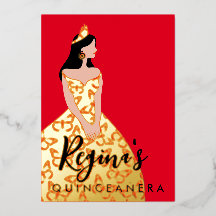 Bewerk huid- en haarkleur Quinceañera folie uitnod