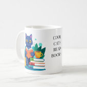 Bewerk naam Personaliseer Cool Cats Lees boeken Koffiemok (Voorkant links)