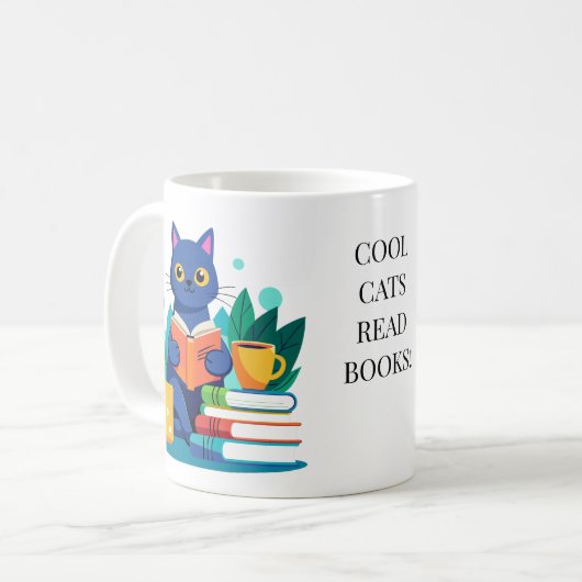 Bewerk naam Personaliseer Cool Cats Lees boeken Koffiemok (Voorkant links)