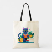 Bewerk Naam Tekst Slimme katten Leesboeken Inspire Tote Bag (Achterkant)