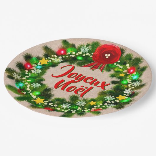 Bewerk Tekst Assiette joyeux Noël 9" Papieren Bordje (Gekanteld)