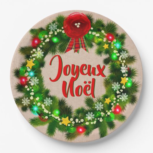 Bewerk Tekst Assiette joyeux Noël 9" Papieren Bordje (Voorkant)