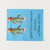 Bewerk Tekst Banner Cactus Bloem Blauwe Achtergron Wandkleed (Voorkant (horizontaal))