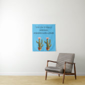 Bewerk Tekst Banner Cactus Bloem Blauwe Achtergron Wandkleed (In situ)