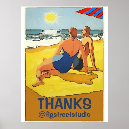 Bewerk tekst bij het strand poster (Voorkant)