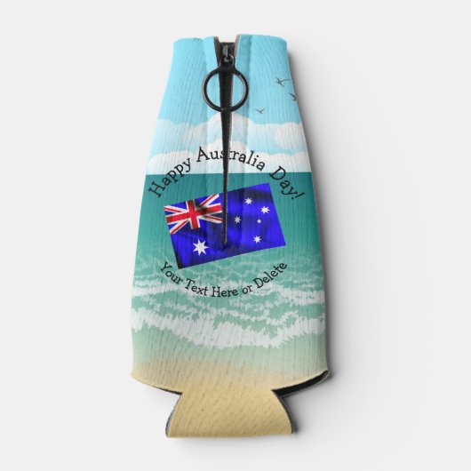 Bewerk Tekst die overeenkomt met Australia Day Fla Flesjeskoeler (Achterkant)