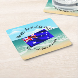 Bewerk tekst die past bij Australia Day-vlag stran Kartonnen Onderzetters