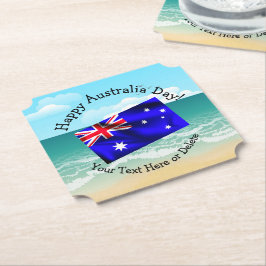 Bewerk tekst die past bij Australia Day-vlag stran Kartonnen Onderzetters