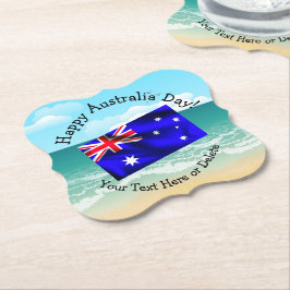 Bewerk tekst die past bij Australië Dag Vlag Stran Kartonnen Onderzetters