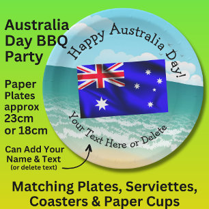 Bewerk Tekst Happy Australia Day Flag Ocean Beach Papieren Bordje