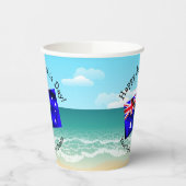 Bewerk Tekst Happy Australia Day Vlag Ocean Beach Papieren Bekers (Links)