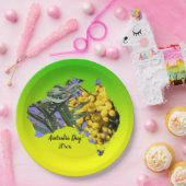 Bewerk Tekst Jaar, Australia Day Gom Leaf Wattle 9 Papieren Bordje (Feest)