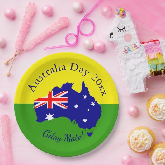 Bewerk Tekst Jaar Overeenkomend met Australia Day  Papieren Bordje (Feest)