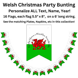 Bewerk Tekst Welsh Flag Red Dragon Christmas Bunti Vlaggetjes