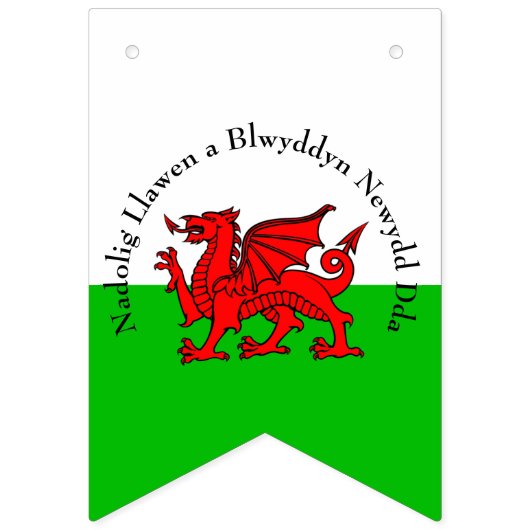 Bewerk Tekst Welsh Flag Red Dragon Christmas Bunti Vlaggetjes (Tweede vlag)