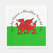 Bewerk Tekst Welsh vlag Rode draak Kerstlunch Servet (Voorkant)