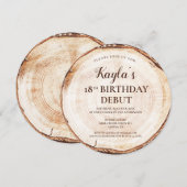 Bewerkbaar 18e verjaardag debuut Rustic Wood Kaart (Voorkant / Achterkant)