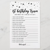 Bewerkbaar 1e verjaardag trivia Verjaardagsfeestsp (Voorkant)