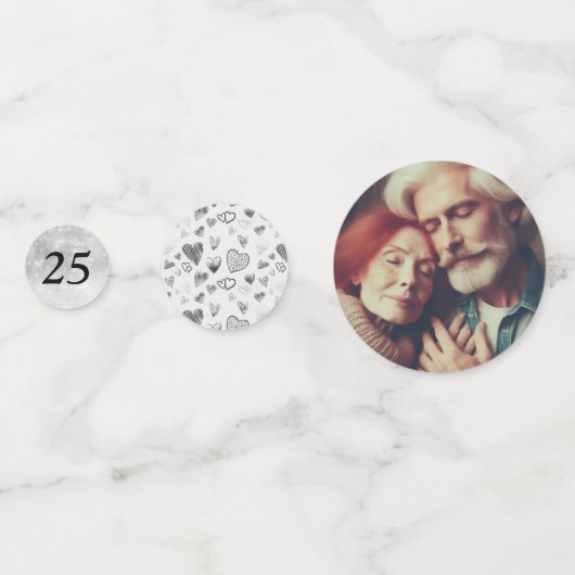 Bewerkbaar 25th Silver-Jubileum Confetti (Achterkanten)