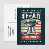 Bewerkbaar 4 juli Onafhankelijkheidsdag BBQ Party Briefkaart (Voorkant / Achterkant)