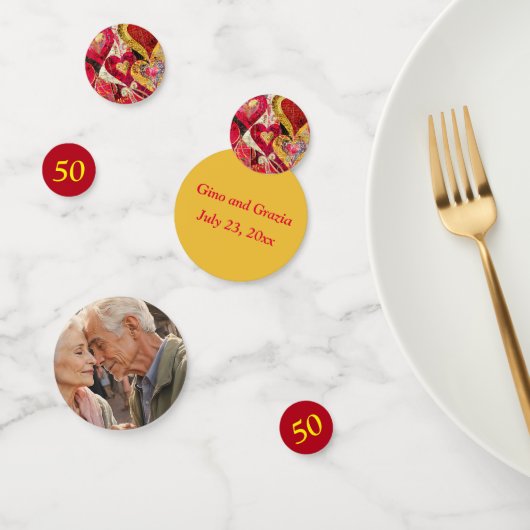 Bewerkbaar 50e bruiloft Jubileum Confetti (Groep)