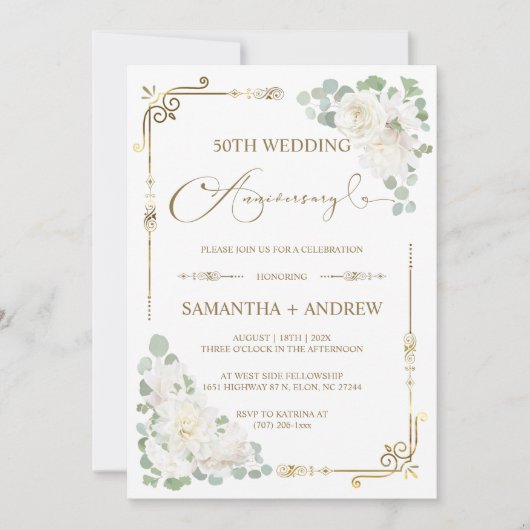 Bewerkbaar 50e bruiloft Jubileum Kaart (Voorkant)