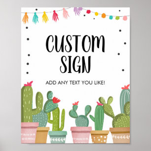 Bewerkbaar Aangepast Fiesta Cactus Succulent Tafel Poster