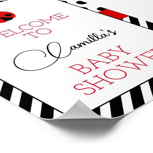 Bewerkbaar aangepast Ladybug Party-teken Poster (Hoek)