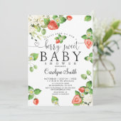 Bewerkbaar aardbeienbessen zoet Baby shower Kaart (Staand voorkant)