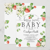 Bewerkbaar aardbeienbessen zoet Baby shower Kaart (Voorkant / Achterkant)