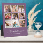 bewerkbaar achtergrondkleureninkuilscript fotoplaat<br><div class="desc">Foto Plaque met 9 vierkante foto's die in een netlay-out elk met een witte rand rond hen tegen een editable achtergrondkleur worden gerangschikt (klik aanpassen om achtergrondkleur te veranderen). U kunt uw familienaam in een stijlvolle calligrafiedoopvont en het gevestigde jaar ook toevoegen. Ideaal voor huwelijkscadeaus, familiekeepsakes, enz. Personaliseer dit door...</div>