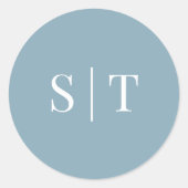 Bewerkbaar achtergrondkleurenmonogram ronde sticker (Voorkant)